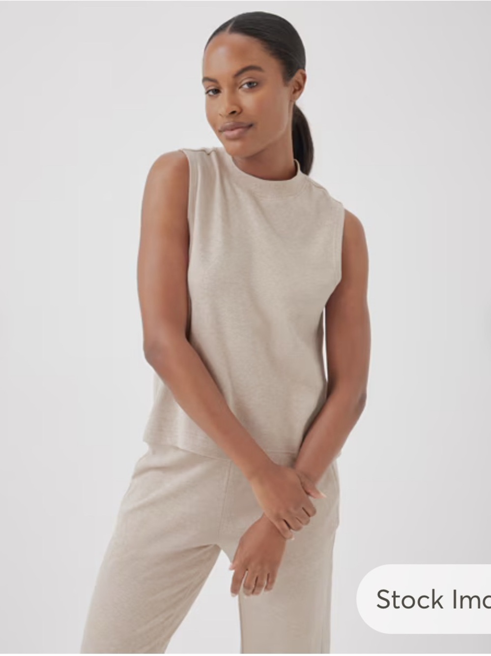 Pact Mock Neck Tank Top in Wheat Heather